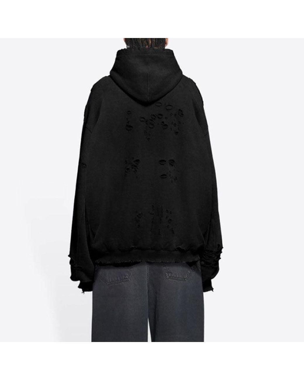 トップス BALENCIAGA 21SS Caps Destroyed Hoodie Balenciaga Caps Destroyed Hoodie Black/White メンズ - SS21 - JP