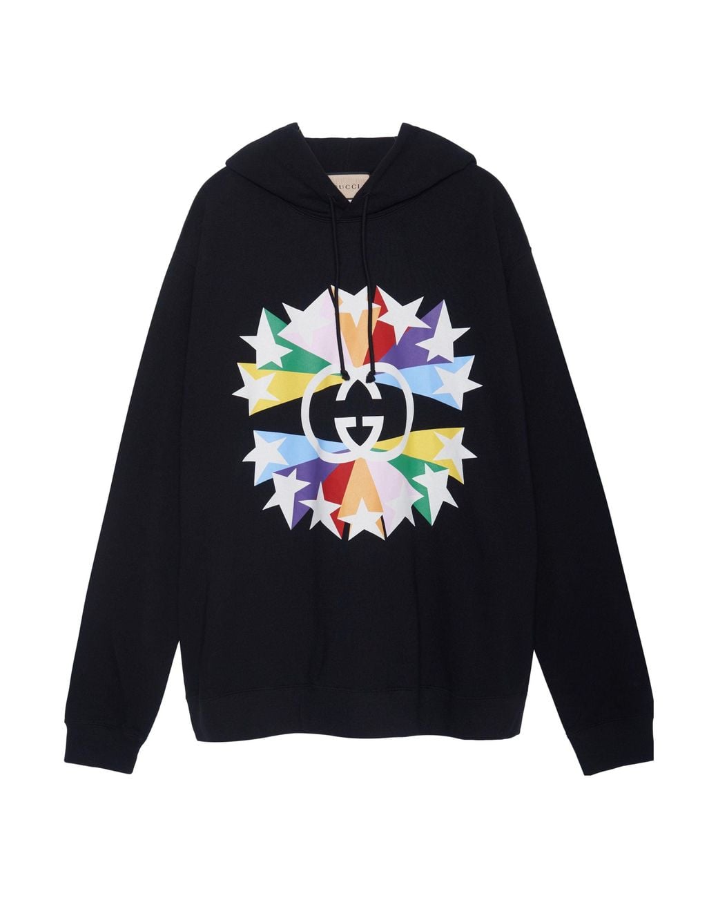Gucci Black Interlocking G Graphic-Print Hoodie for men