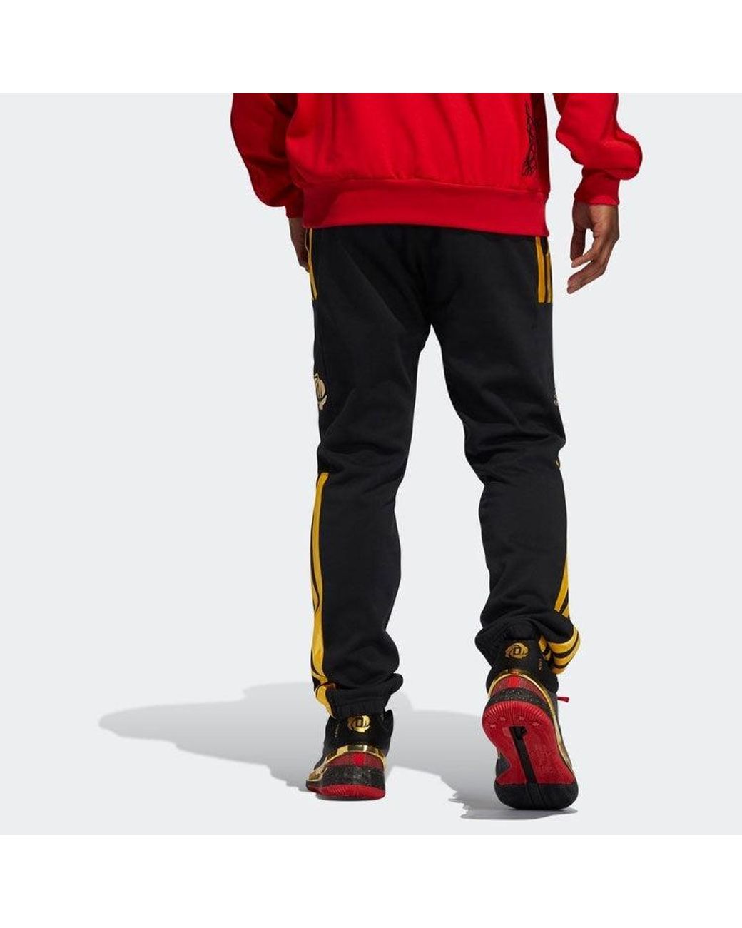 Adidas Black Cny Rose Pant Logo Stripe Basketball Sports Long Pants for men