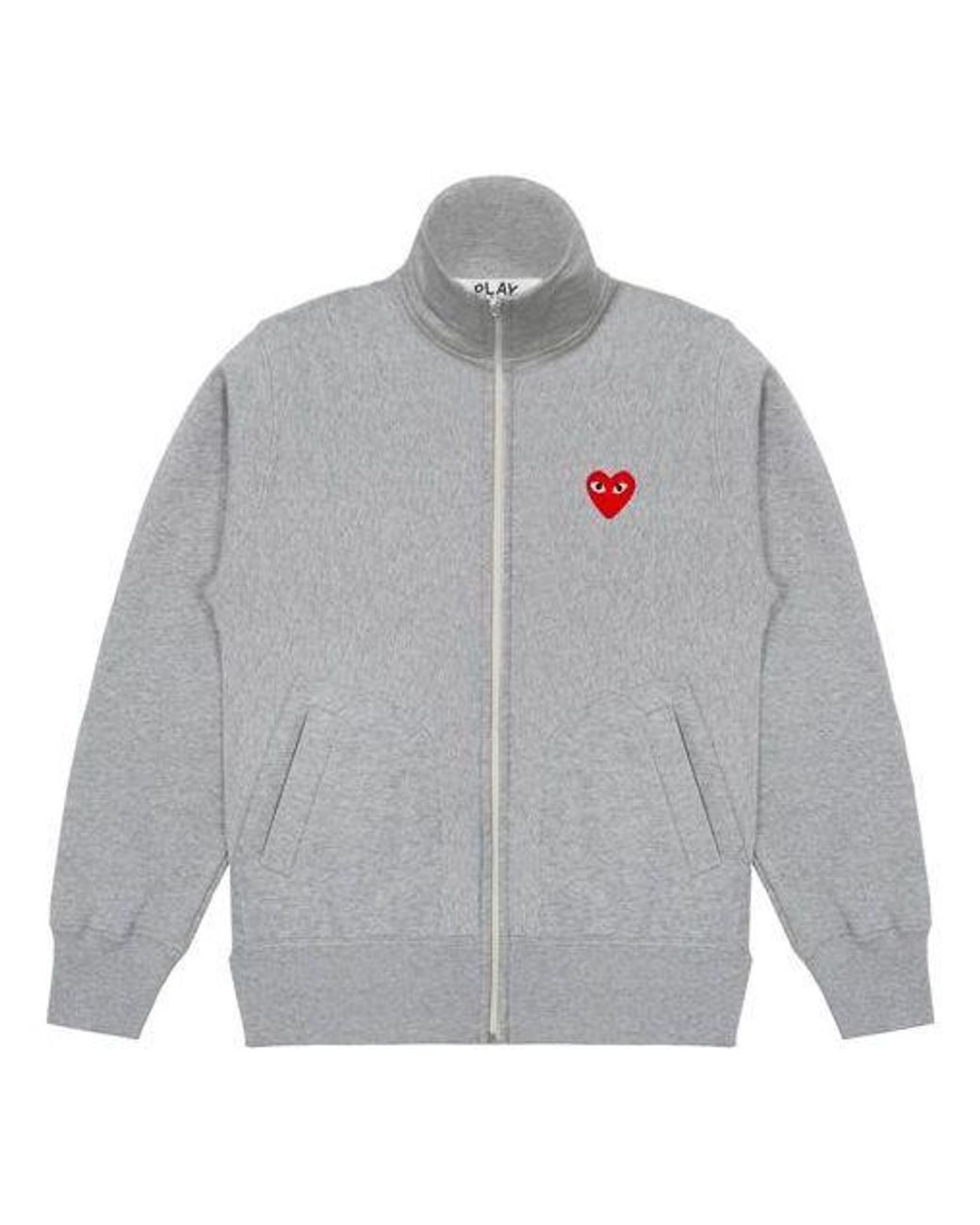COMME DES GARÇONS PLAY Gray Zip Up Crewneck Sweatshirt for men