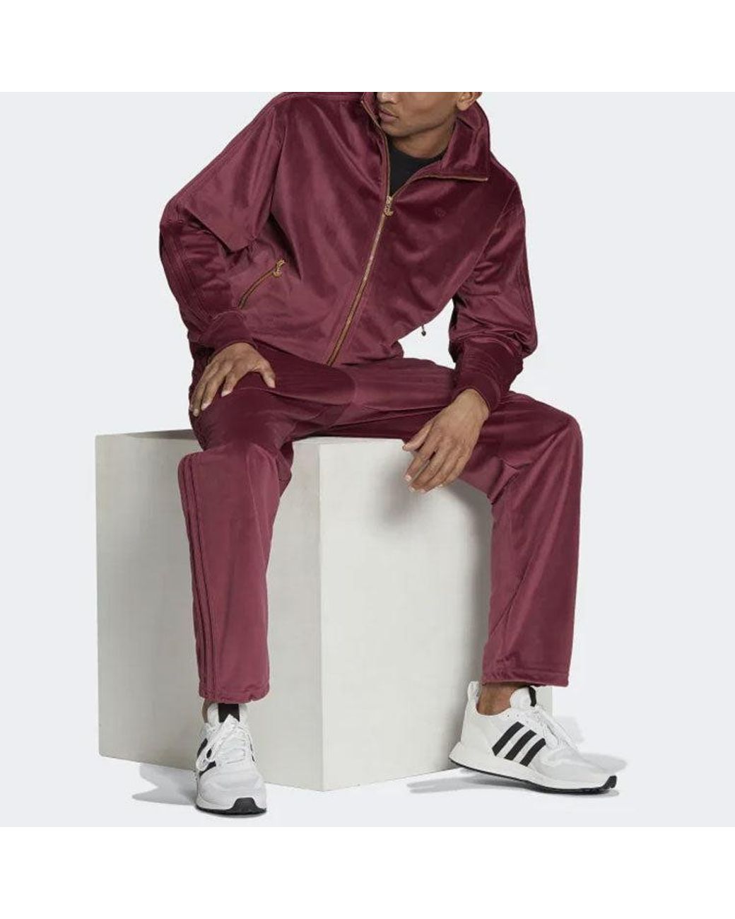 Adidas Red Originals Adicolor Velour Track Jacket for men