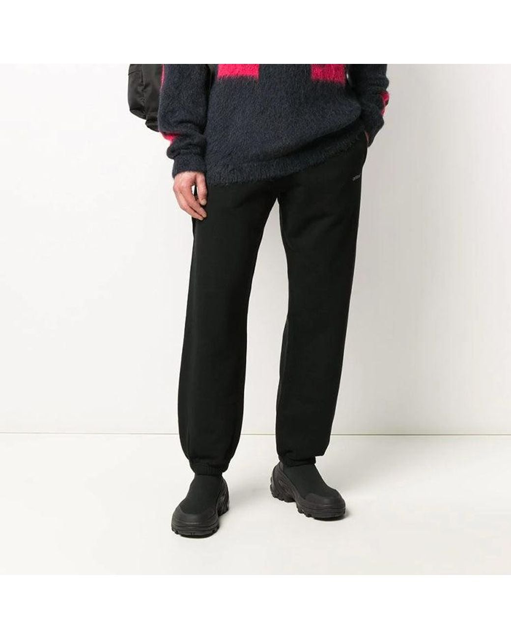 Off-White c/o Virgil Abloh Gray Arrow Printing Sports Long Pants for men