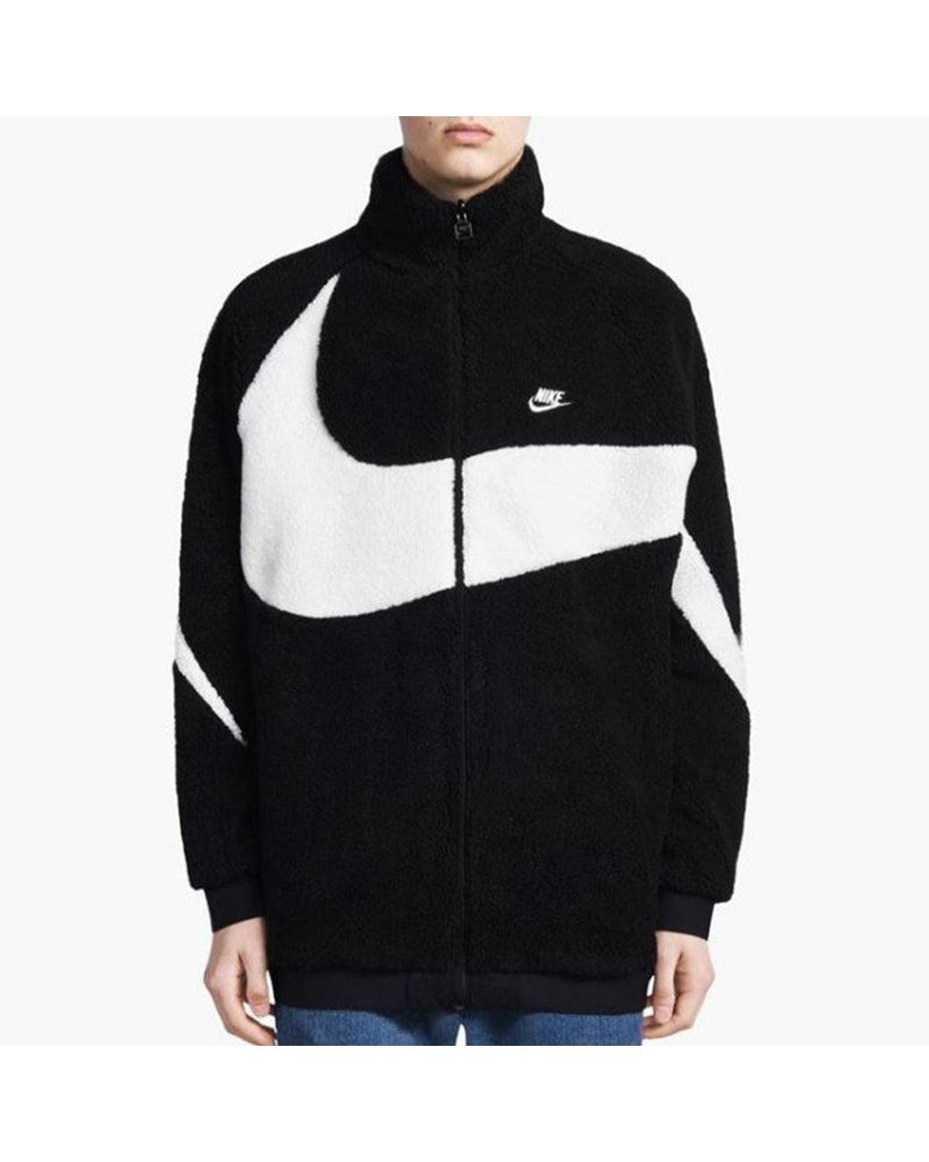 Nike Black Big Swoosh Reversible Boa Jacket Asia Sizing for men