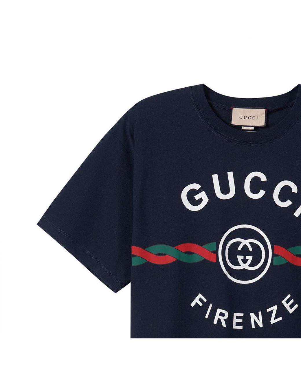 Gucci Blue Cotton Jersey 'Gucci Firenze 1921' T-Shirt for men