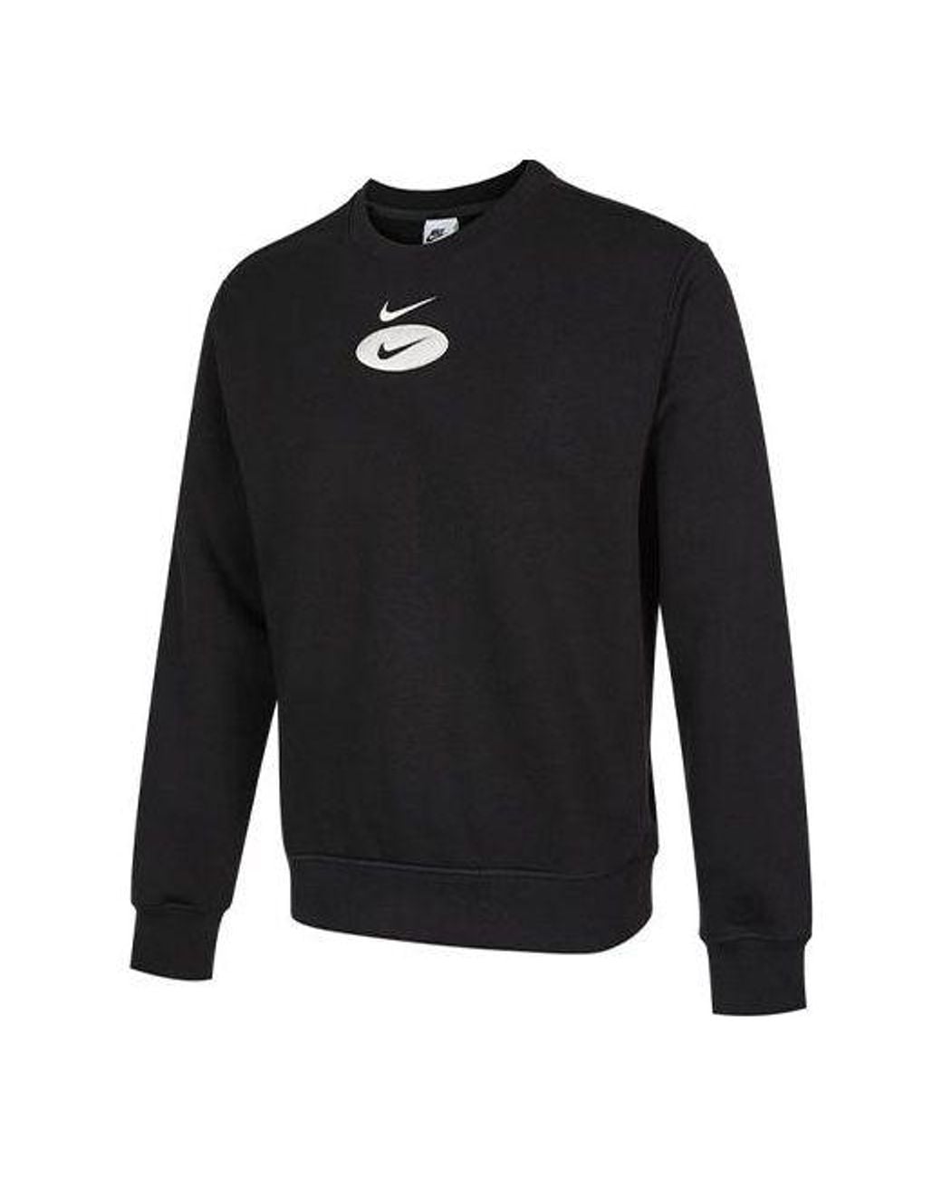 Nike Black As Nsw Sl Bb Crew Casual Sports Fleece Lined Round Neck Long Sleeves for men