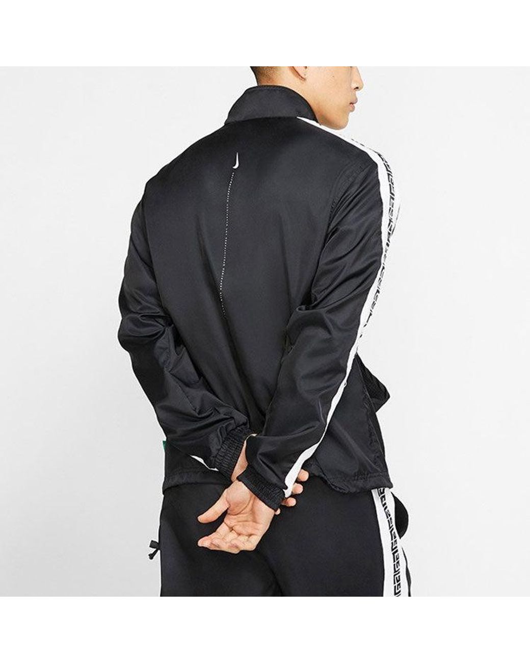 Nike Black Zipper Casual Sports Stand Collar Jacket for men