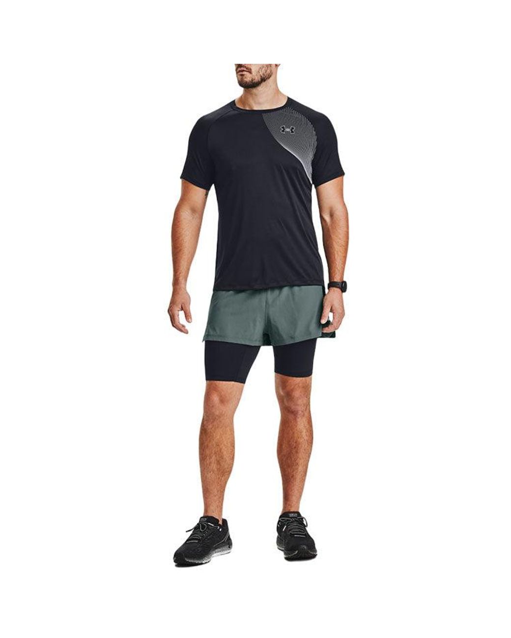 Under Armour Gray Rush 2-In-1 Running Shorts for men