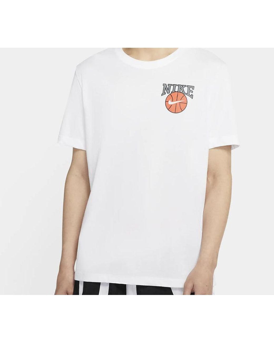 Nike White Dri-Fit Dunk On U Basketball Printing Short Sleeve for men