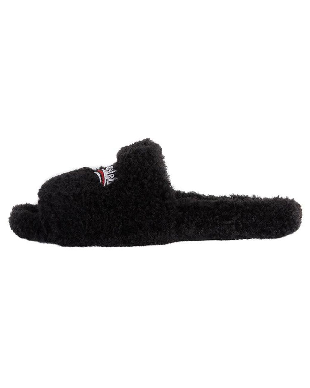 Balenciaga Black Furry Slides for men