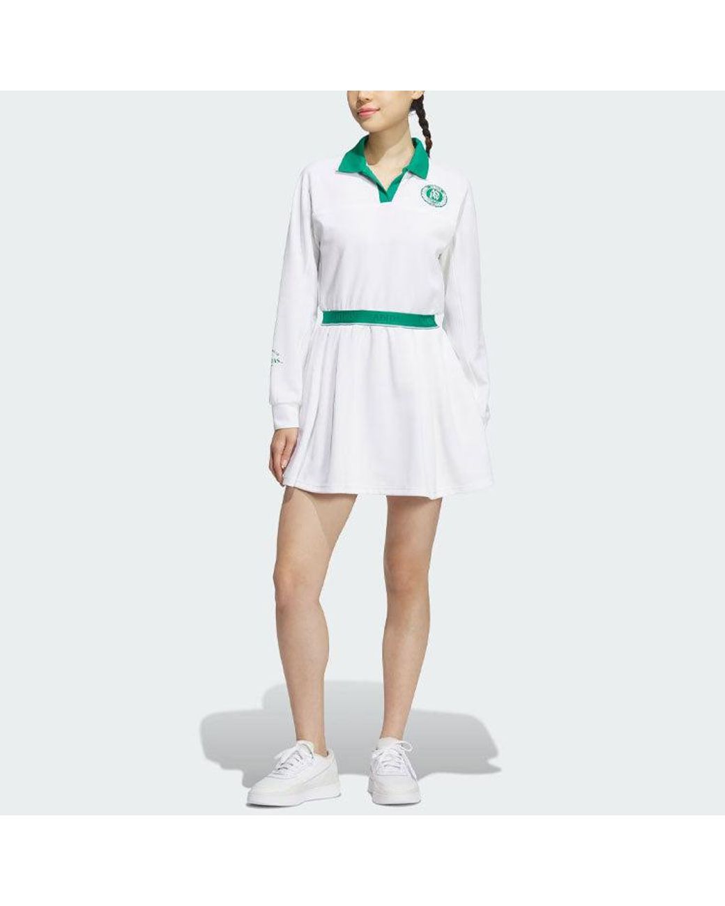 Adidas White (Wmns) Verbiage Long Sleeve Polo Dress Asia Sizing