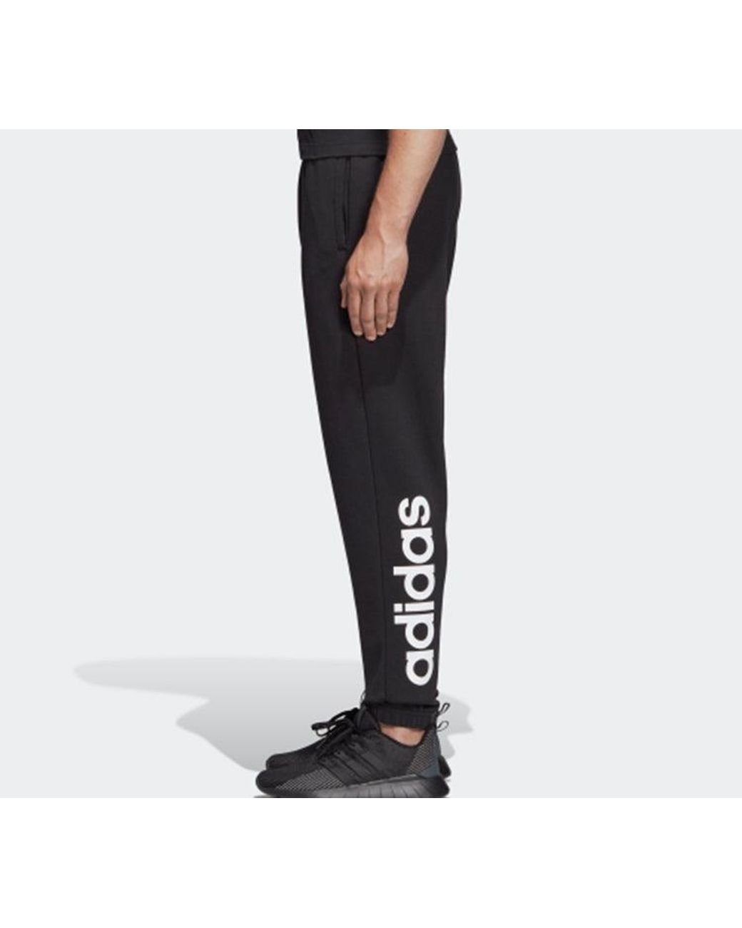 Adidas Blue Neo Essentials Linear Tapered Logo Knit Long Pants for men