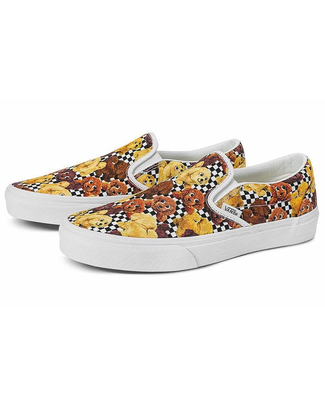 Vans White Slip-On Pattern Low Tops Casual Skateboarding Shoes Multi-Color for men