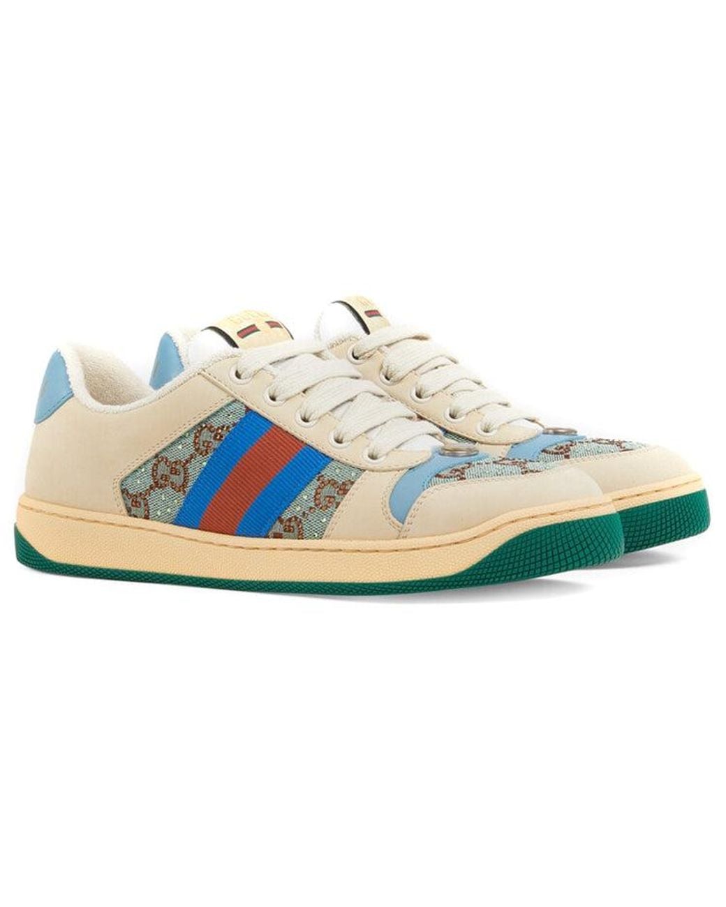 Gucci Blue Screener Sneaker With Crystals, , Gg Canvas