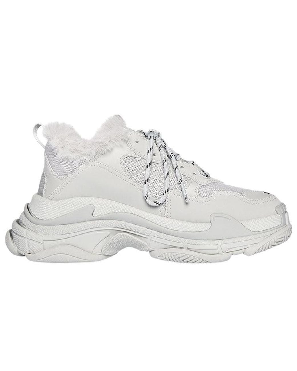 Balenciaga White (Wmns) Triple S Sneaker 'Faux Fur