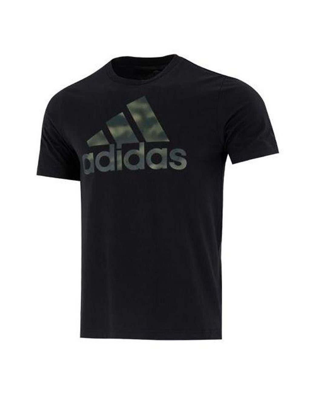 Adidas Black Camo T Athleisure Casual Sports Logo Round Neck Short Sleeve T-Shirt for men