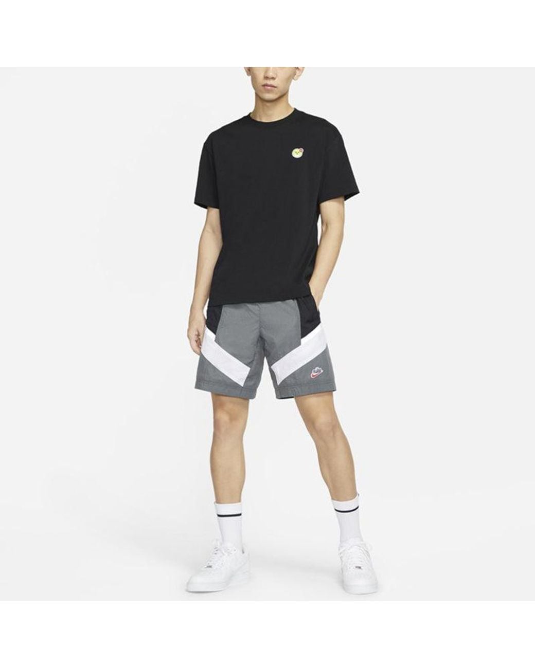 Nike Black Sportswear Max 90 Embroidered Sports Round Neck Short Sleeve for men