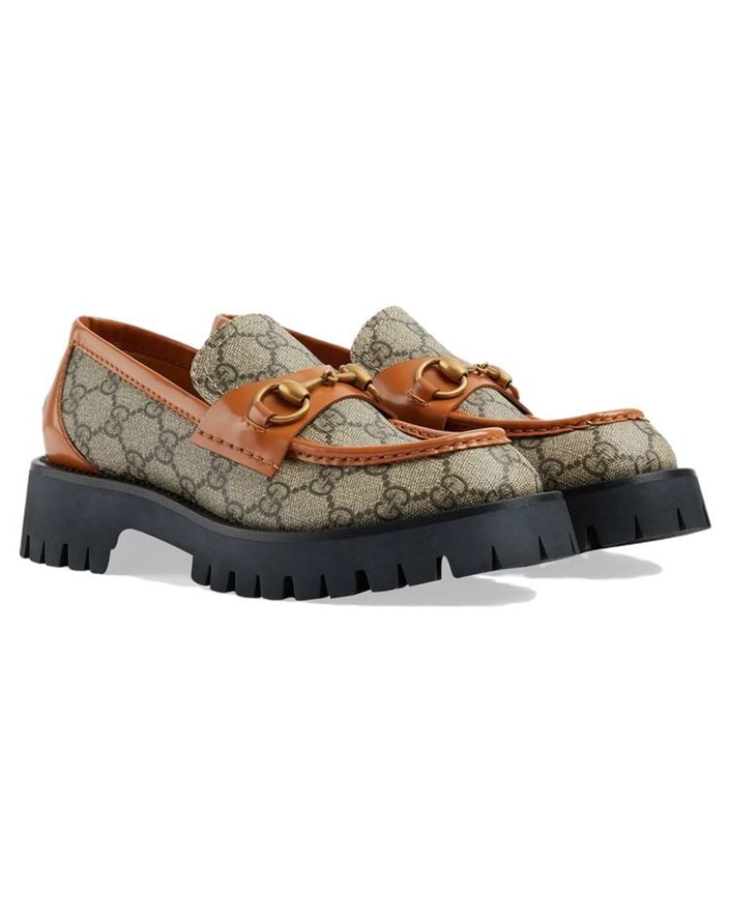 Gucci Brown (Wmns) Gg Canvas Platform Loafers Horsebit Leather'
