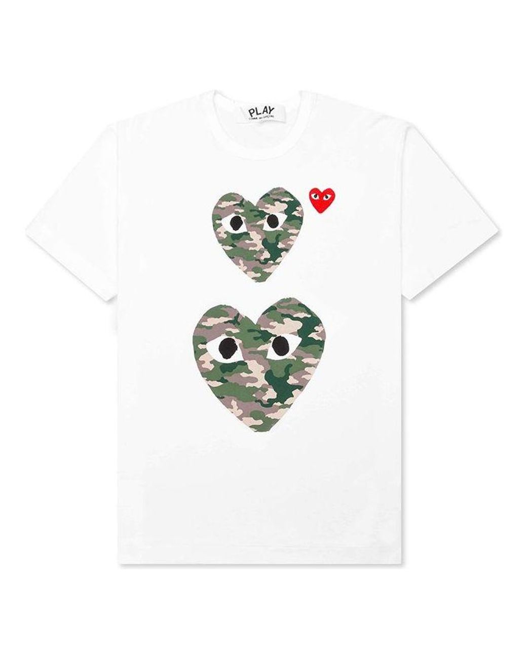 COMME DES GARÇONS PLAY White (Wmns) Camouflage Double Heart Tee