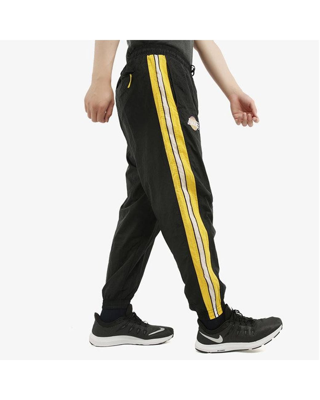 Nike Black Los Angeles Lakers Colorblock Woven Bundle Feet Sports Long Pants for men