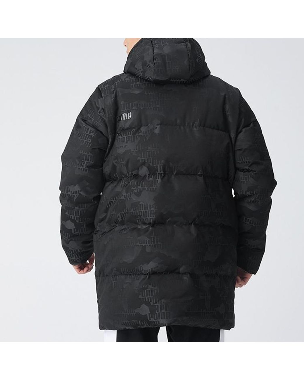 PUMA Black Camo Long Down Jacket for men