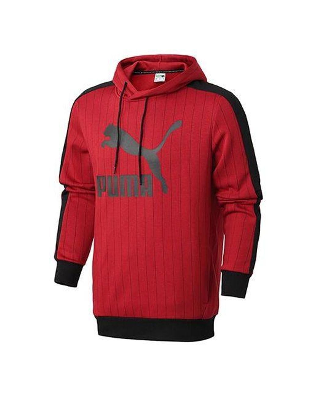 PUMA Red Pinstripe Aop Pullover Hoodie for men