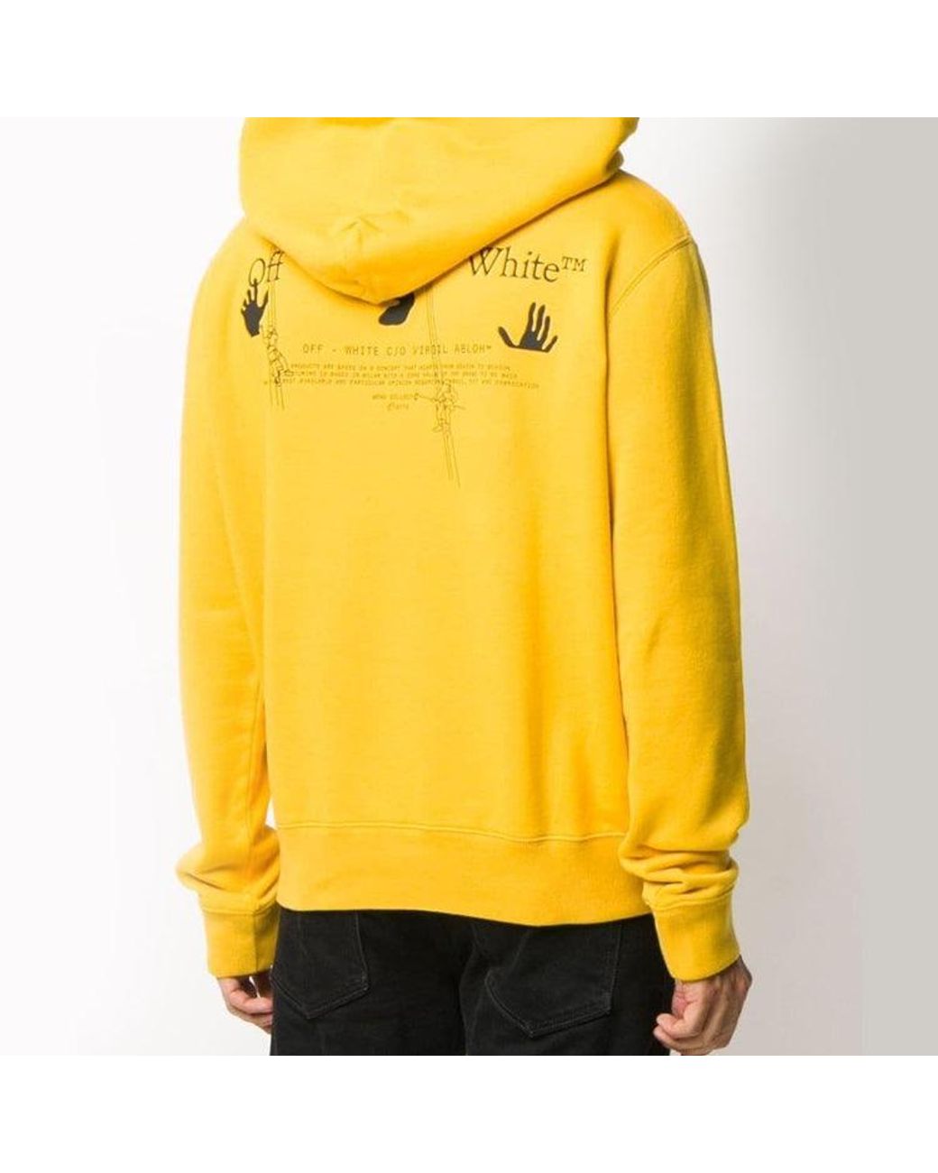 Off-White c/o Virgil Abloh Yellow Fw20 Workers Logo Printing Hooded Pullover for men