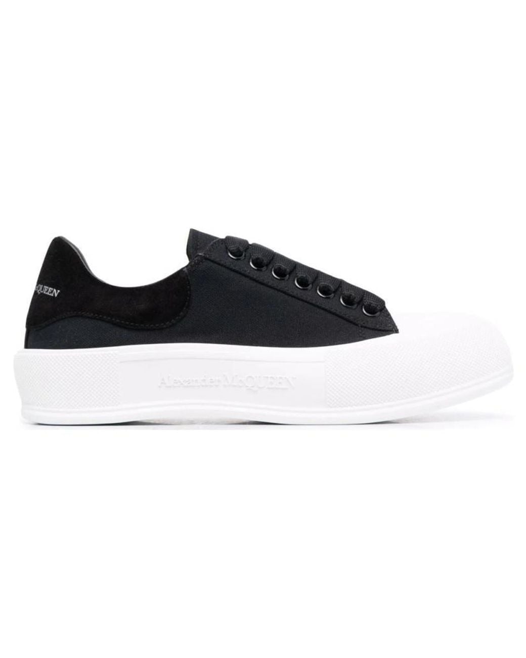 McQueen Black Deck Skate Plimsoll Lace Up Sole' for men