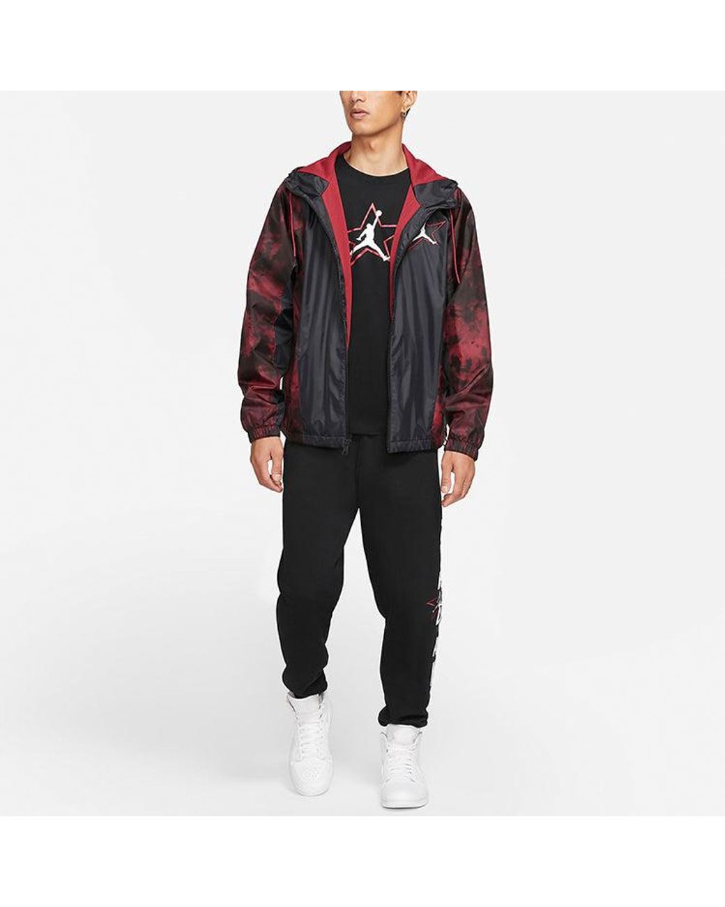 Nike Red Jordan Legacy Aj6 Lightweight Hooded Woven Jacket Gym for men