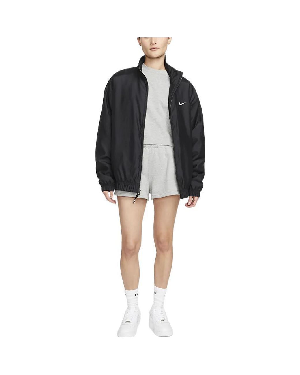 Nike Black Solid Color Logo Stand Collar Jacket for men