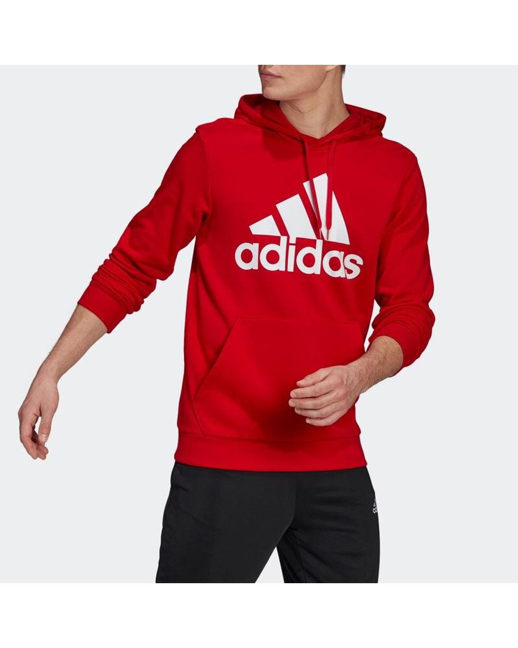 Adidas Red Bl Ft Hd Logo Printing Drawstring Sports Pullover for men