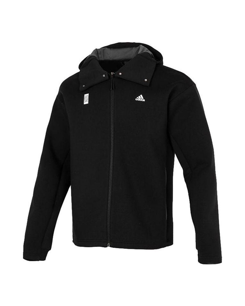 Adidas Black Wj Jkt Warm Casual Sports Hooded Jacket for men
