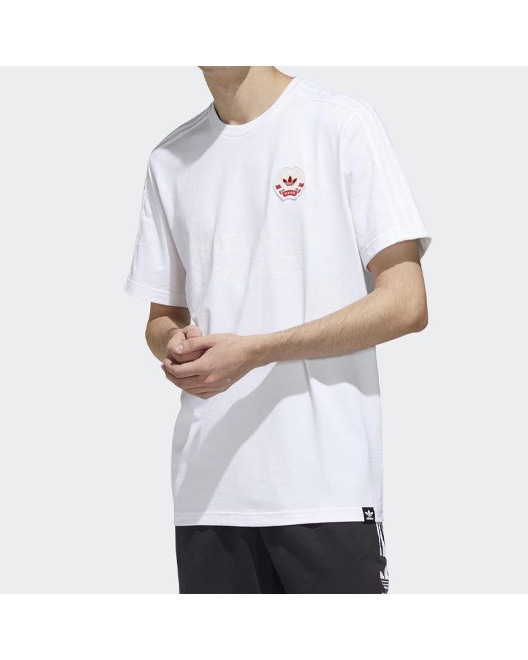 Adidas White Originals Mic Embr T Sports Short Sleeve for men