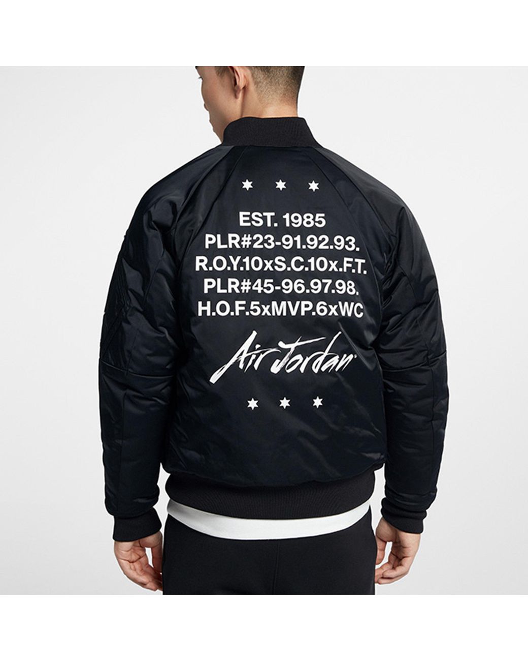 Nike Black Ma-1 Baseball Collar Aviator Jacket Sports Padded Jacket for men
