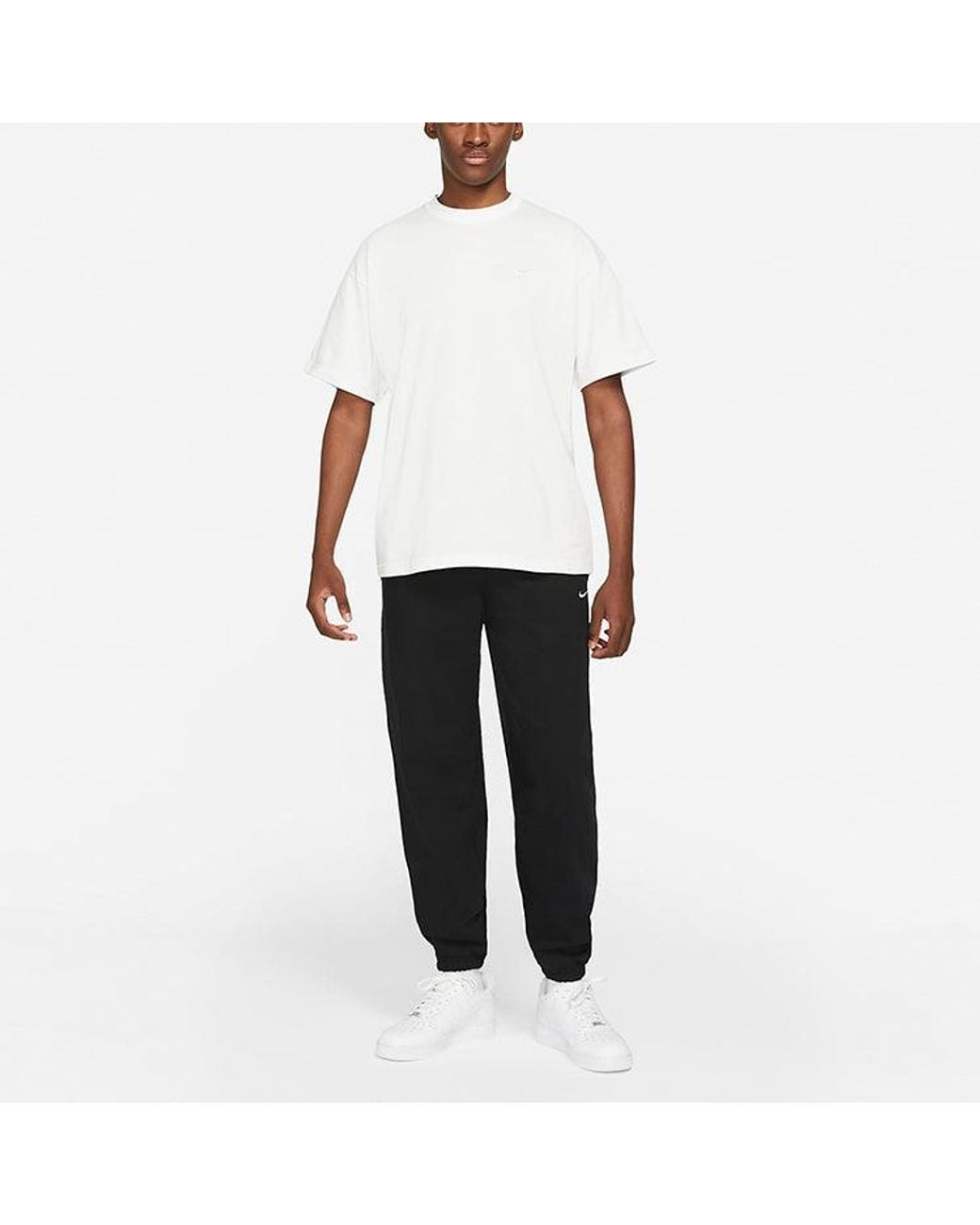 Nike White Solo Swoosh T-Shirt Printing Logo Solid Color Round Neck Short Sleeve for men