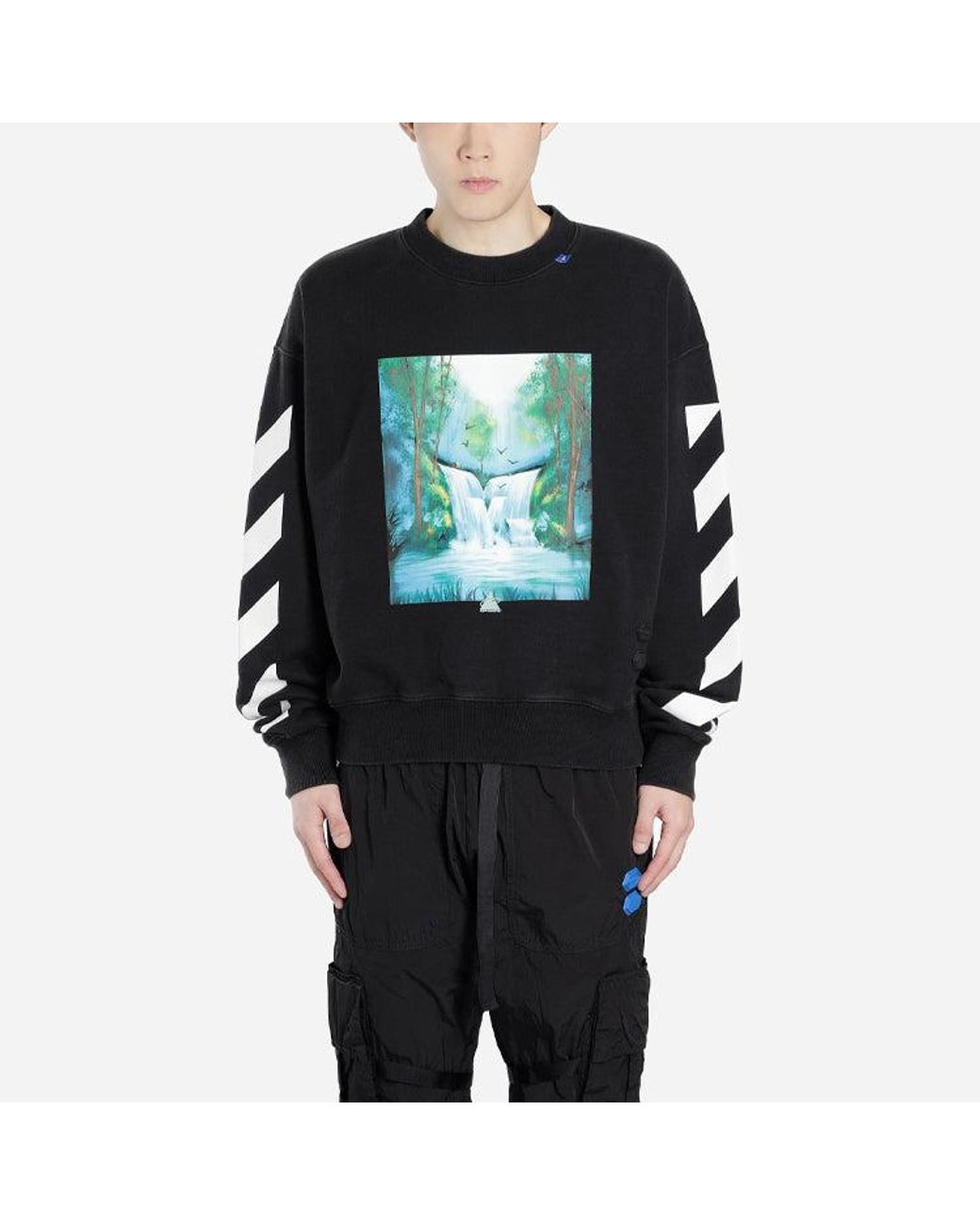 Off-White c/o Virgil Abloh Blue Pullover Loose Printing for men