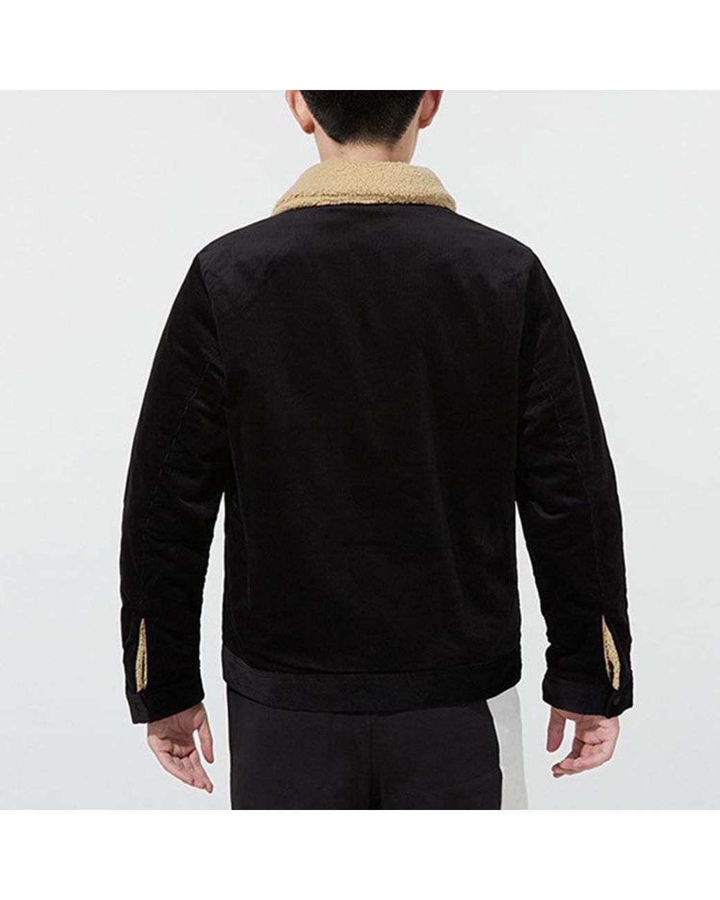 PUMA Black Cord Embroidered Logo Reversible Plush Corduroy Jacket for men