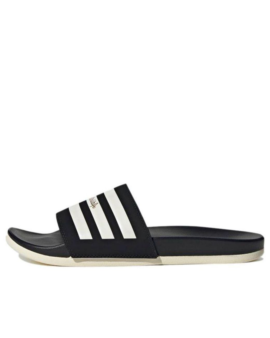adidas Adilette Comfort Casual Sports Slippers Black White | Lyst