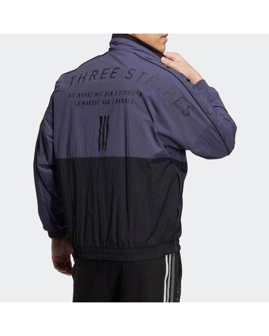 Adidas Blue Colorblock Alphabet Printing Woven Long Sleeves Jacket for men