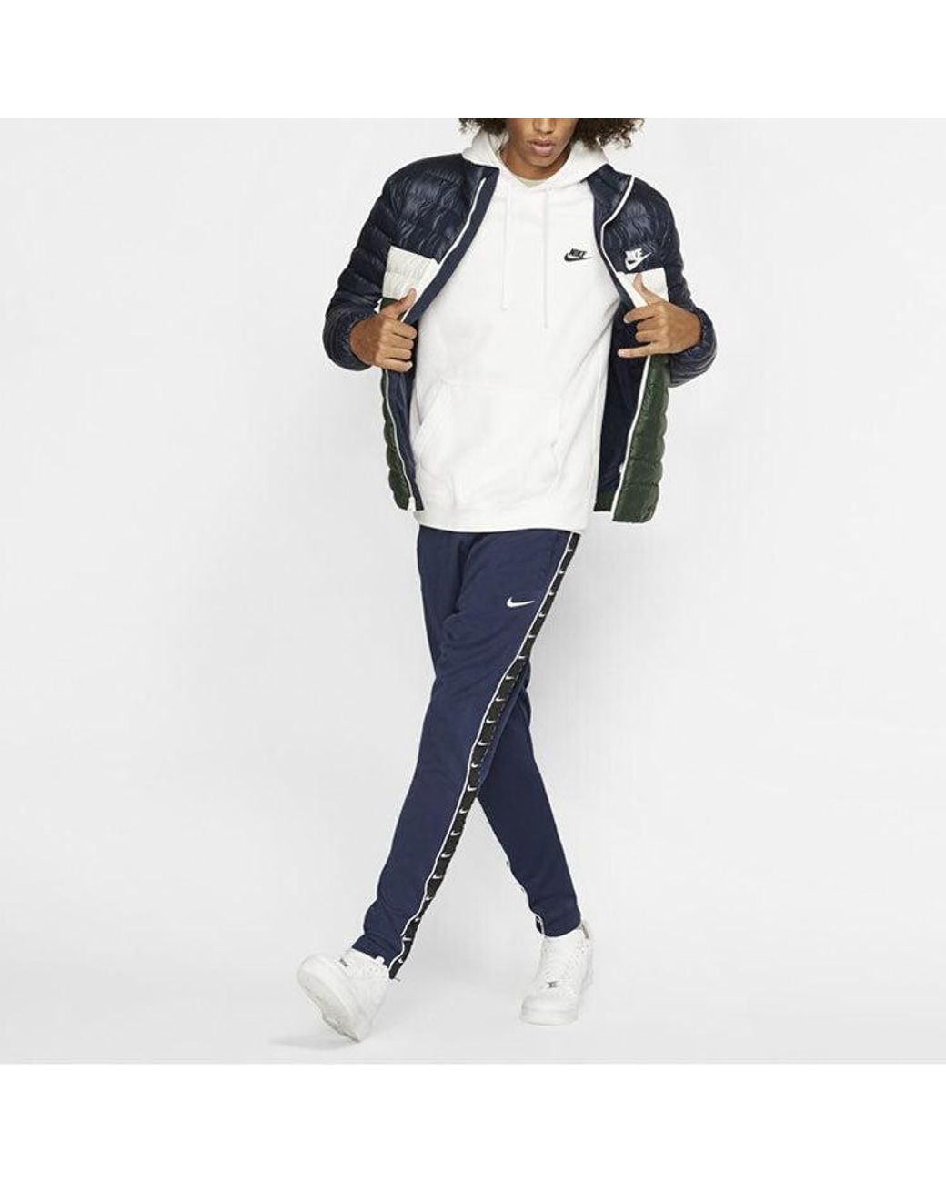 Nike Blue Athleisure Casual Sports Stand Collar Protection Against Cold Stay Warm Jacket Colorblock for men