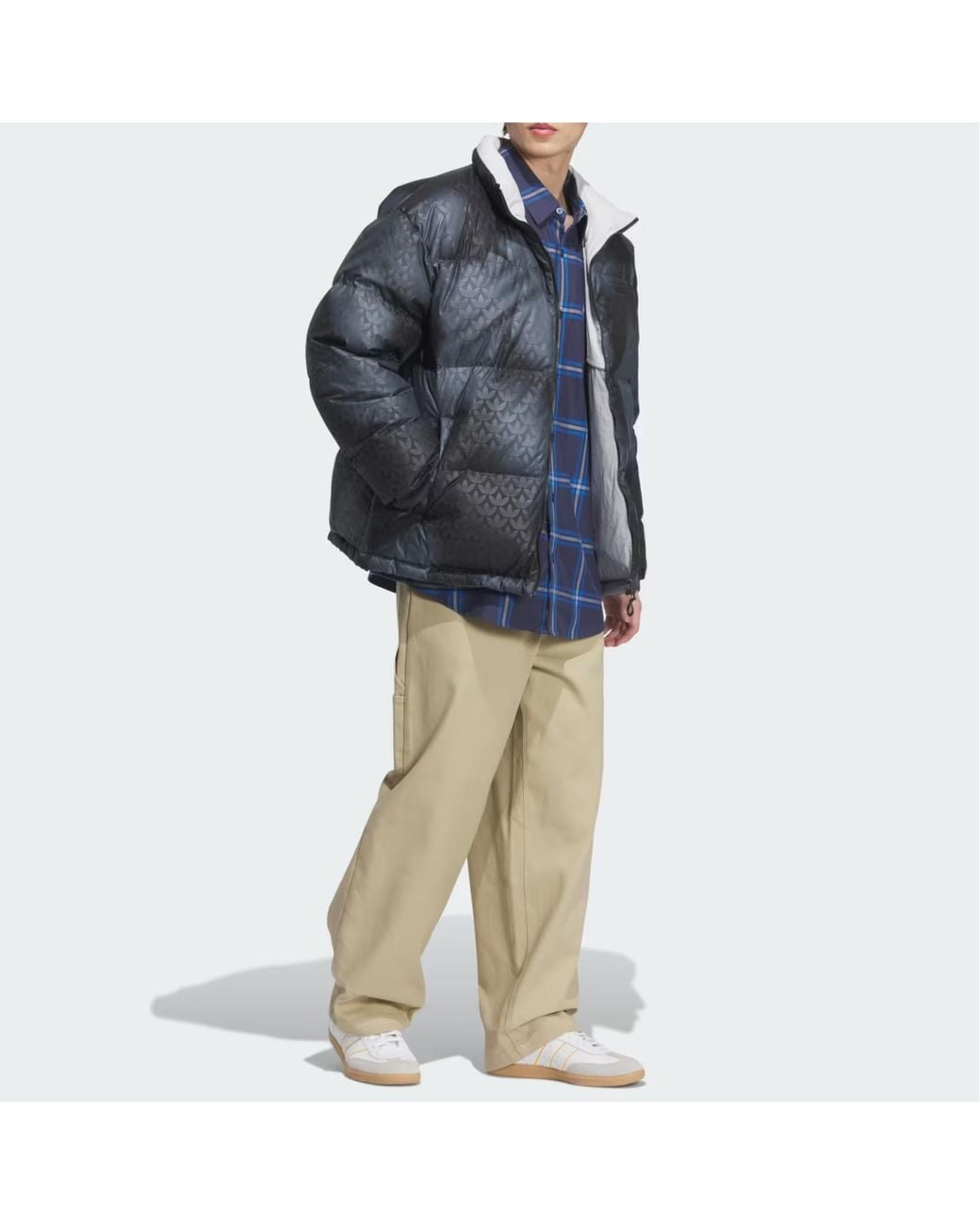 Adidas Gray Rev Down Jacket Asia Sizing Gresix' for men