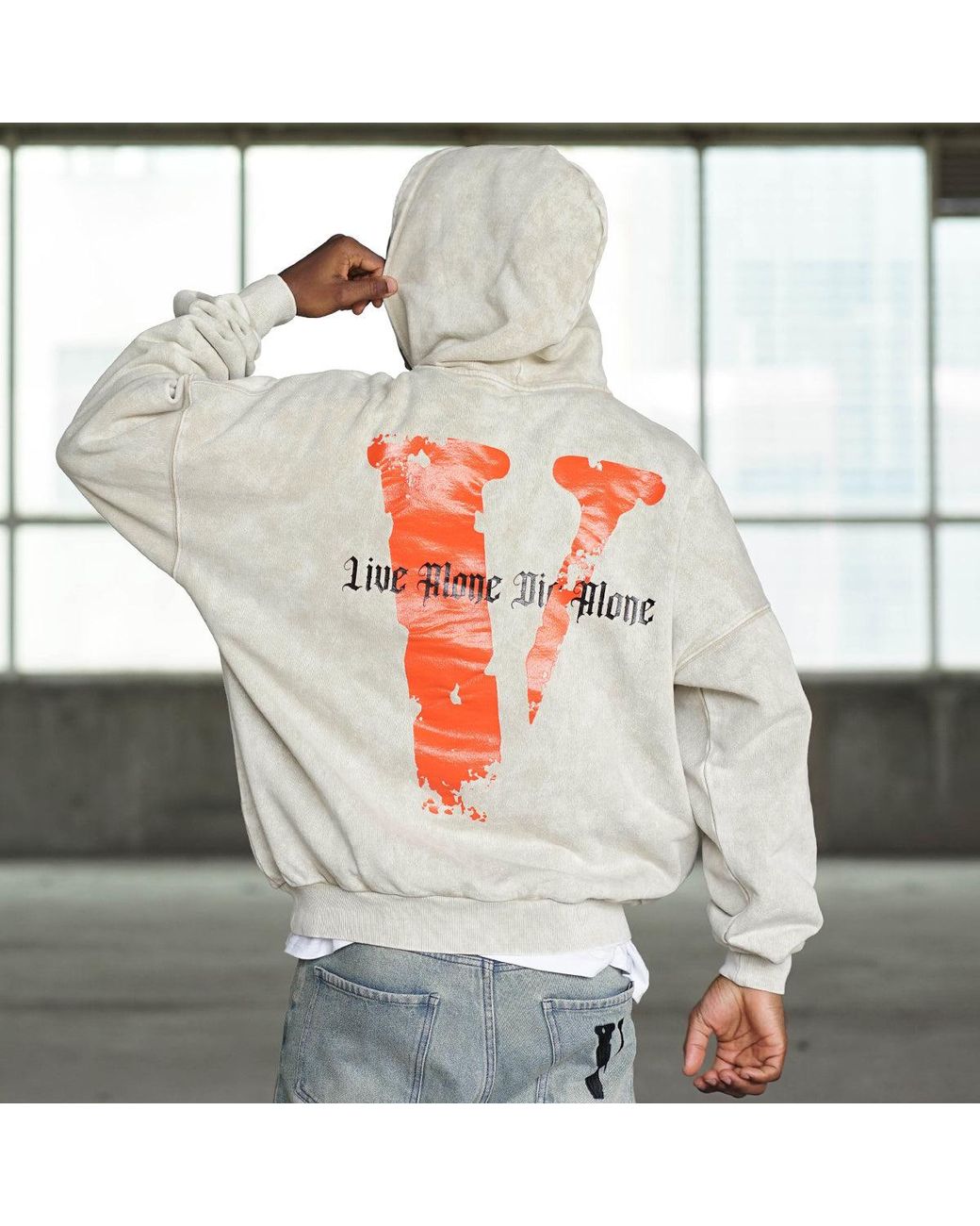 Vlone(GOAT) White Live Alone Die Alone Hoodie 'Wheat' for men