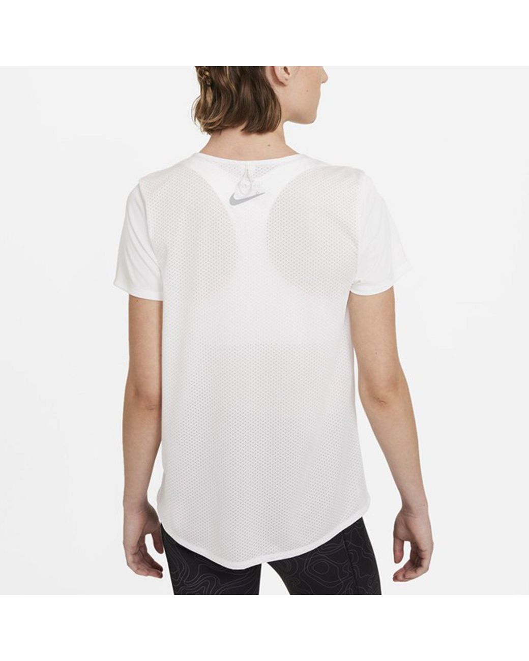 Nike White (Wmns) Dri-Fit Reflective Logo Printing Quick Dry Breathable Sports Short Sleeve T-Shirt