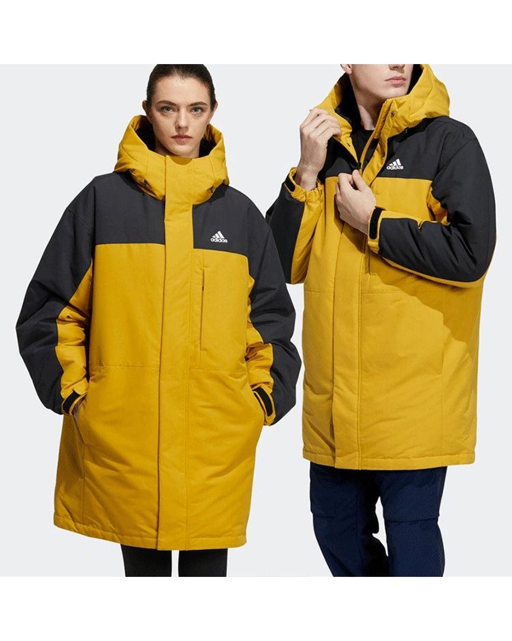 Adidas Yellow Outdoor Stay Warm Down Jacket Couple Style Color