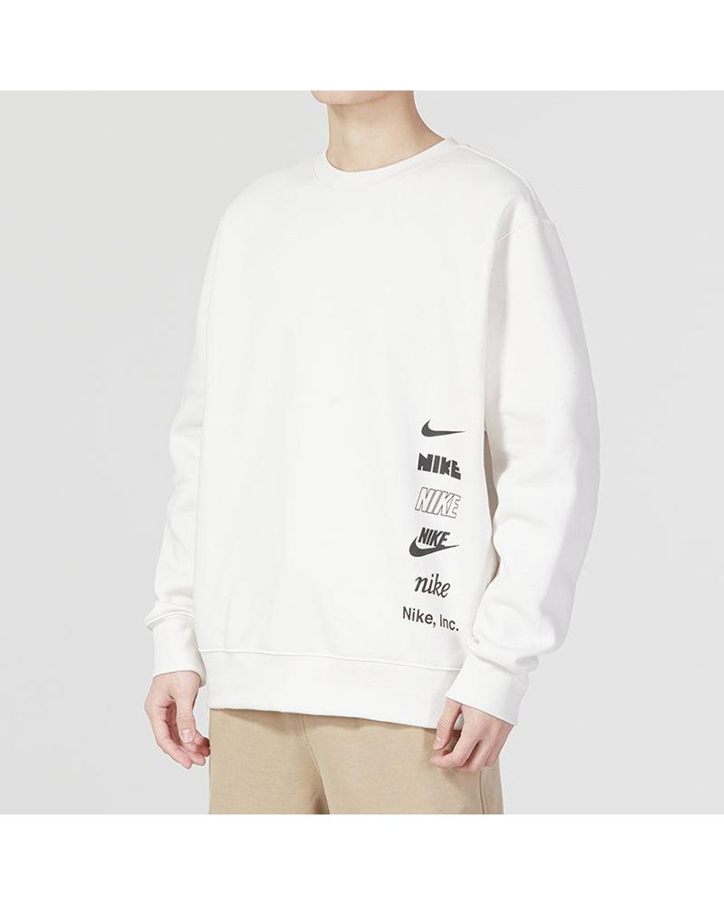 Nike White Multi-Label Logo Sweaters for men