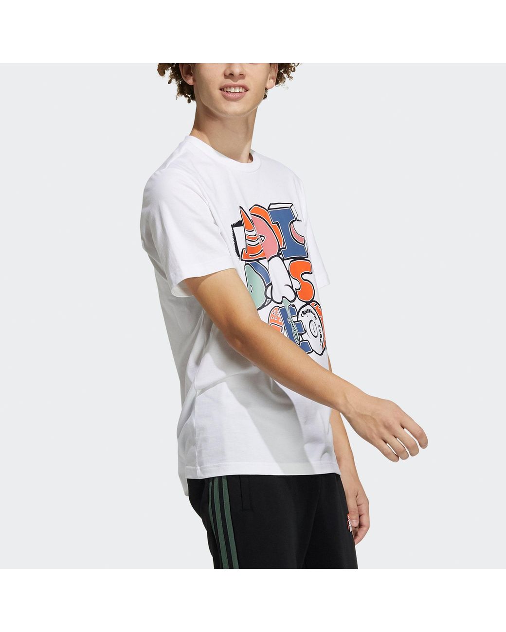 Adidas White Neo M Ssfv5 Tee1 Funny Printing Logo Sports Cotton Round Neck Short Sleeve for men
