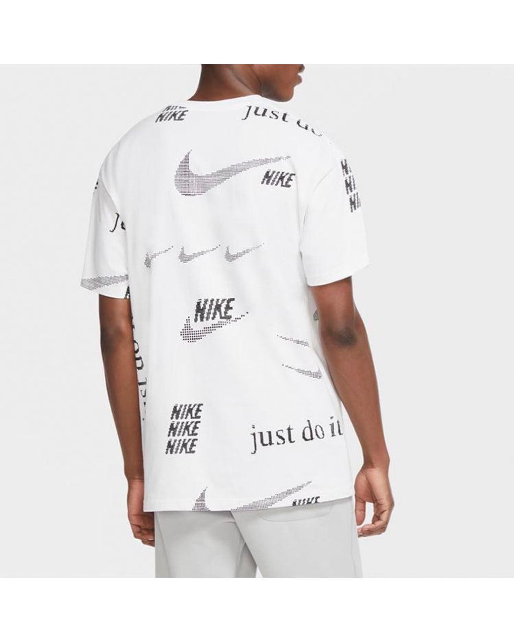 Nike White Sportswear Pattern Short Sleeve 'Just Do It' for men