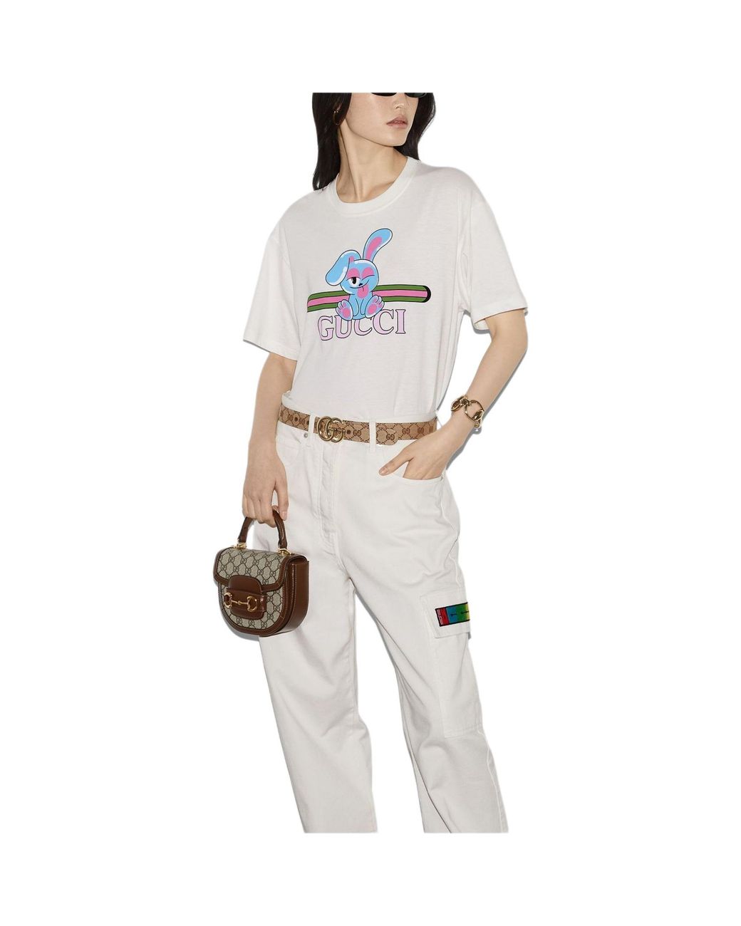 Gucci White (Wmns) Cotton Jersey Printed T-Shirt 'Off'