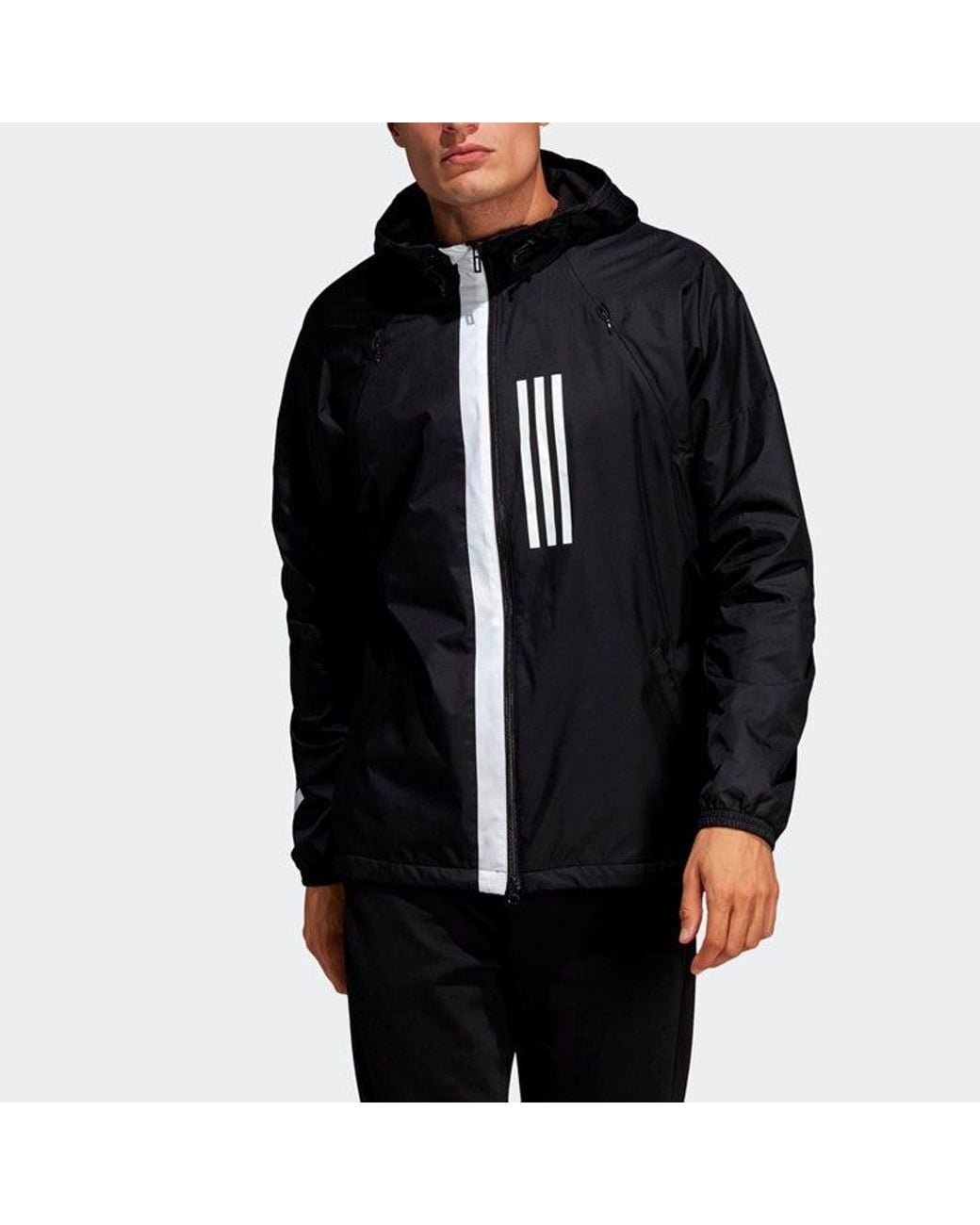 Adidas Black Outdoor Windproof Sports Hooded Jacket for men