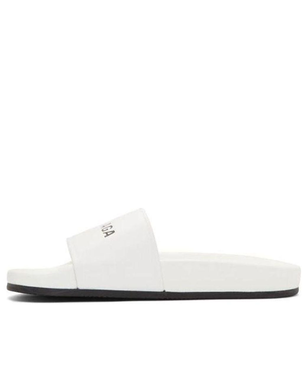 Balenciaga White Classic Logo Slide for men