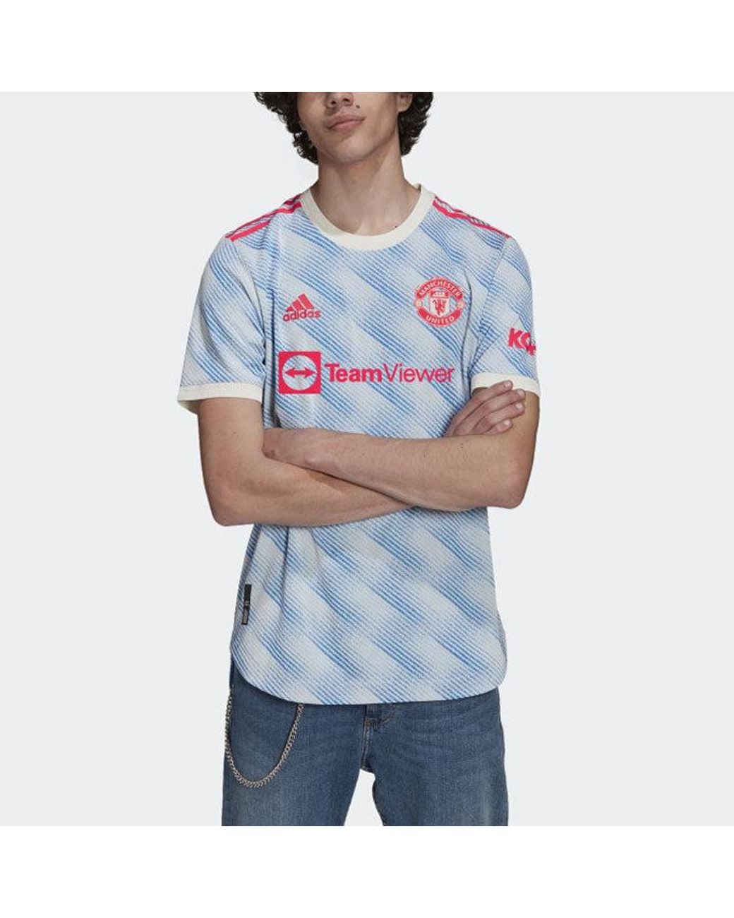 Adidas Blue Manchester United 21/22 Away Authentic Jersey 'Cloud' for men